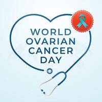 World Ovarian Cancer Day design template. ovarian cancer illustration. blue ribbon. cancer ribbon. eps 10. vector