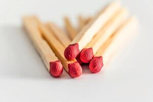 Natural Wood-Constructed Matches Isolated on White Background photo