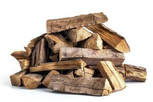Bundle of Seasoned Firewood Isolated on White Background photo