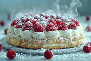 un cocinero hace delicioso postres profesional publicidad comida fotografía foto