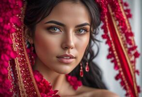 A Portrait Of Breathtakingly Gorgeous, Exotic, Beautiful Woman. photo