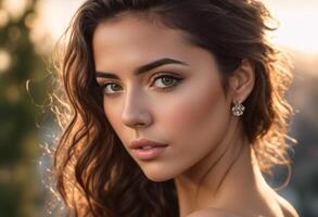 A Portrait Of Breathtakingly Gorgeous, Exotic, Beautiful Woman. photo