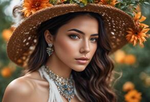 A Portrait Of Breathtakingly Gorgeous, Exotic, Beautiful Woman. photo