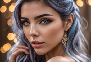 A Portrait Of Breathtakingly Gorgeous, Exotic, Beautiful Woman. photo