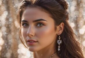 A Portrait Of Breathtakingly Gorgeous, Exotic, Beautiful Woman. photo