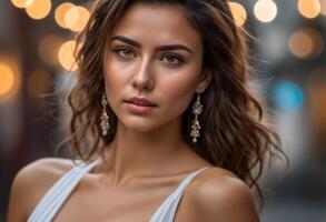 A Portrait Of Breathtakingly Gorgeous, Exotic, Beautiful Woman. photo