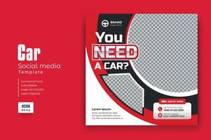 Set of editable square banner template. Car rental banner. Usable for social media, story and web internet ads. vector