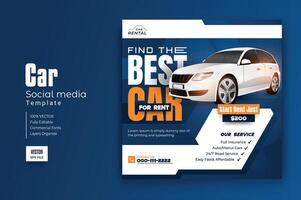 Set of editable square banner template. Car rental banner. Usable for social media, story and web internet ads. vector