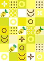 Modern geometric background. Abstract nature, flowers, leaves and fruits, fruits. Set of icons in flat geometric minimalist style. Bauhaus, botany. Seamless pattern. illustration. vector