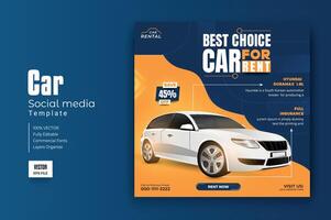 Set of editable square banner template. Car rental banner. Usable for social media, story and web internet ads. vector