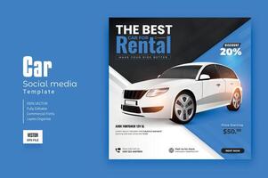 Set of editable square banner template. Car rental banner. Usable for social media, story and web internet ads. vector