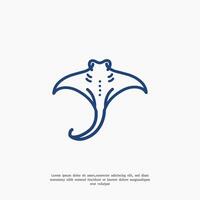 stingray line art logo design template vector