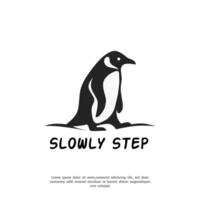 Slowly Step Penguin logo design template vector