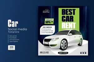 Set of editable square banner template. Car rental banner. Usable for social media, story and web internet ads. vector