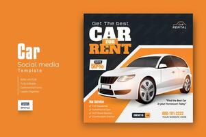 Set of editable square banner template. Car rental banner. Usable for social media, story and web internet ads. vector