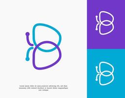 Simple butterfly letter B logo design template vector