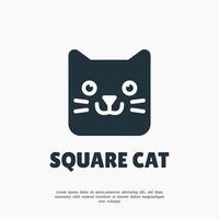 Square Cat logo design template vector