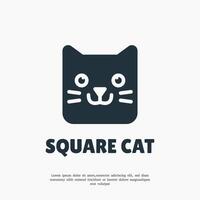 Square Cat logo design template vector