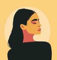 plano ilustración de brillante hembra avatar retrato en amarillo antecedentes. avatar íconos usuario perfil medios de comunicación, diseño y desarrollo de sitios web y aplicaciones, íconos vector