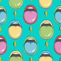 Pop art retro comic seamless pattern with lips vector