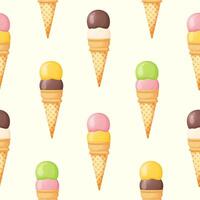 Ice cream cone seamless pattern. Summer print, background vector