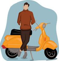 linda hombre con amarillo scooter ilustración vector