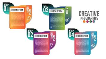 Infographics Chart 4 steps options business timeline modern creative with icon step by step can illustrate a strategy, workflow or team work. vector