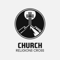 Church cross logo. Simple religion design. Isolated with soft background. vector