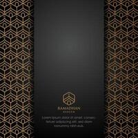 ramadan kareem and islamic background with gold and black colors. square layout with shadow vector