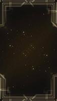 Vertical - elegant vintage golden Art Deco frame background with glittering golden particles. This 1920s luxury style motion background with ornate lines is HD and looping. video