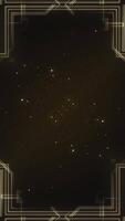 Vertical - elegant vintage golden Art Deco frame background with glittering golden particles. This 1920s luxury style motion background with ornate lines is HD and looping. video