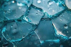 Close-up of shattered blue glass photo