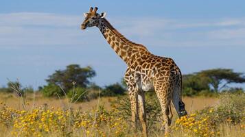 Giraffe in the savanna of Africa photo