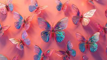 Vibrant holographic butterflies pattern photo