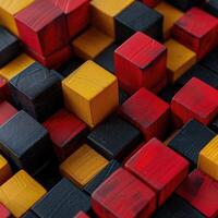 Abstract block stack wooden 3d cubes, colorful wood texture for backdrop photo