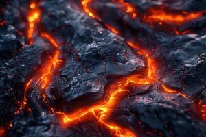 magma, chamuscado rock piso con fundido rocas y lava grietas foto