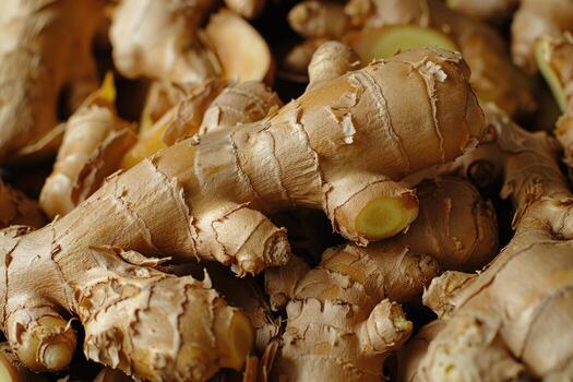 Ginger root and ginger slice. Fresh ginger root and ground ginger spice. photo