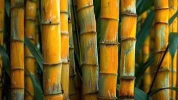 Sugar cane stalks on plantation. photo