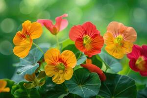 Beautiful flowers of nasturtiums. photo