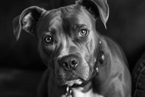 retrato de un pozo toro perro. foto