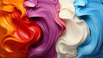 Abstract multi-colored color waves from paints and lines light airy fabrics background video