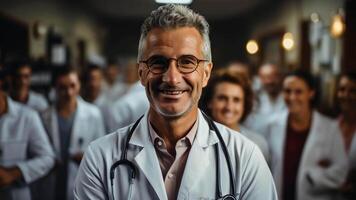 equipo de profesional doctores en un hospital o médico clínica. muy calificado médico personal en un cuidado de la salud institución video