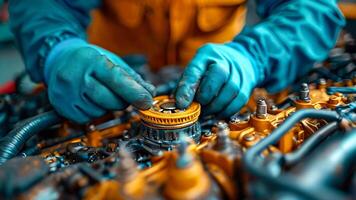 Male auto mechanic locksmith performs work on car repair at a service station workshop video