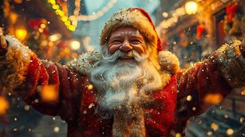 Santa Claus is smiling, background for the New Year and Christmas holiday video