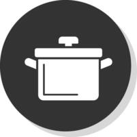 Cocinando maceta glifo gris circulo icono vector