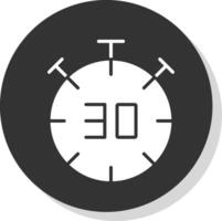 medio hora glifo gris circulo icono vector