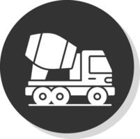 hormigón mezclador camión glifo gris circulo icono vector