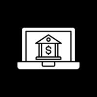 Online Banking Glyph Inverted Icon vector
