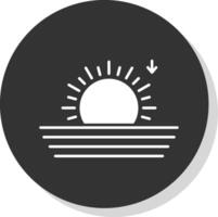 Sunset Glyph Grey Circle Icon vector