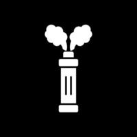 fumar granada glifo invertido icono vector